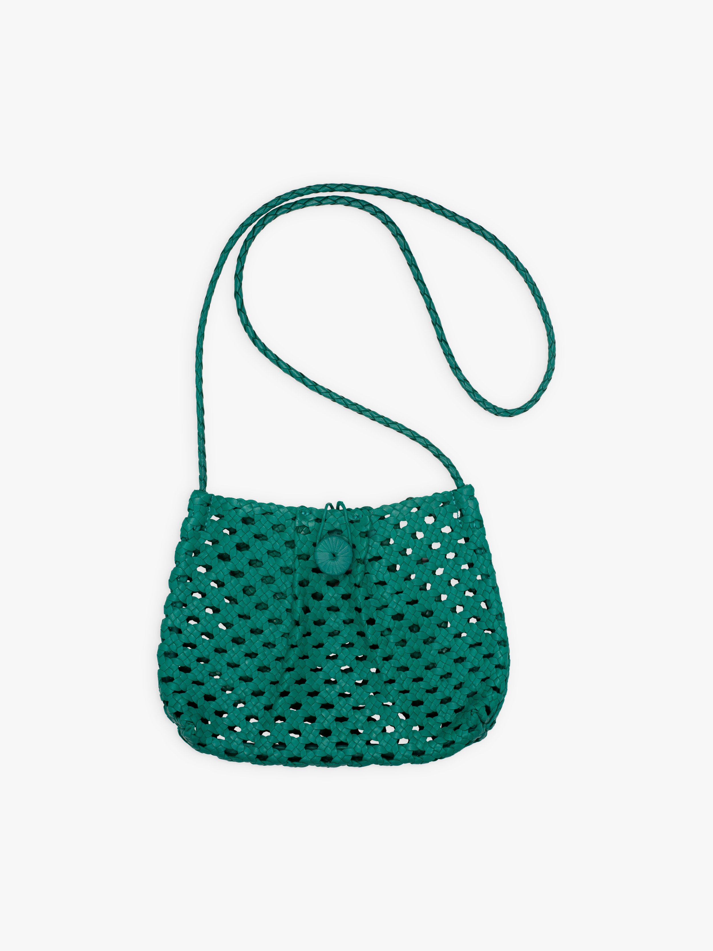 green braided leather Dita clutch bag