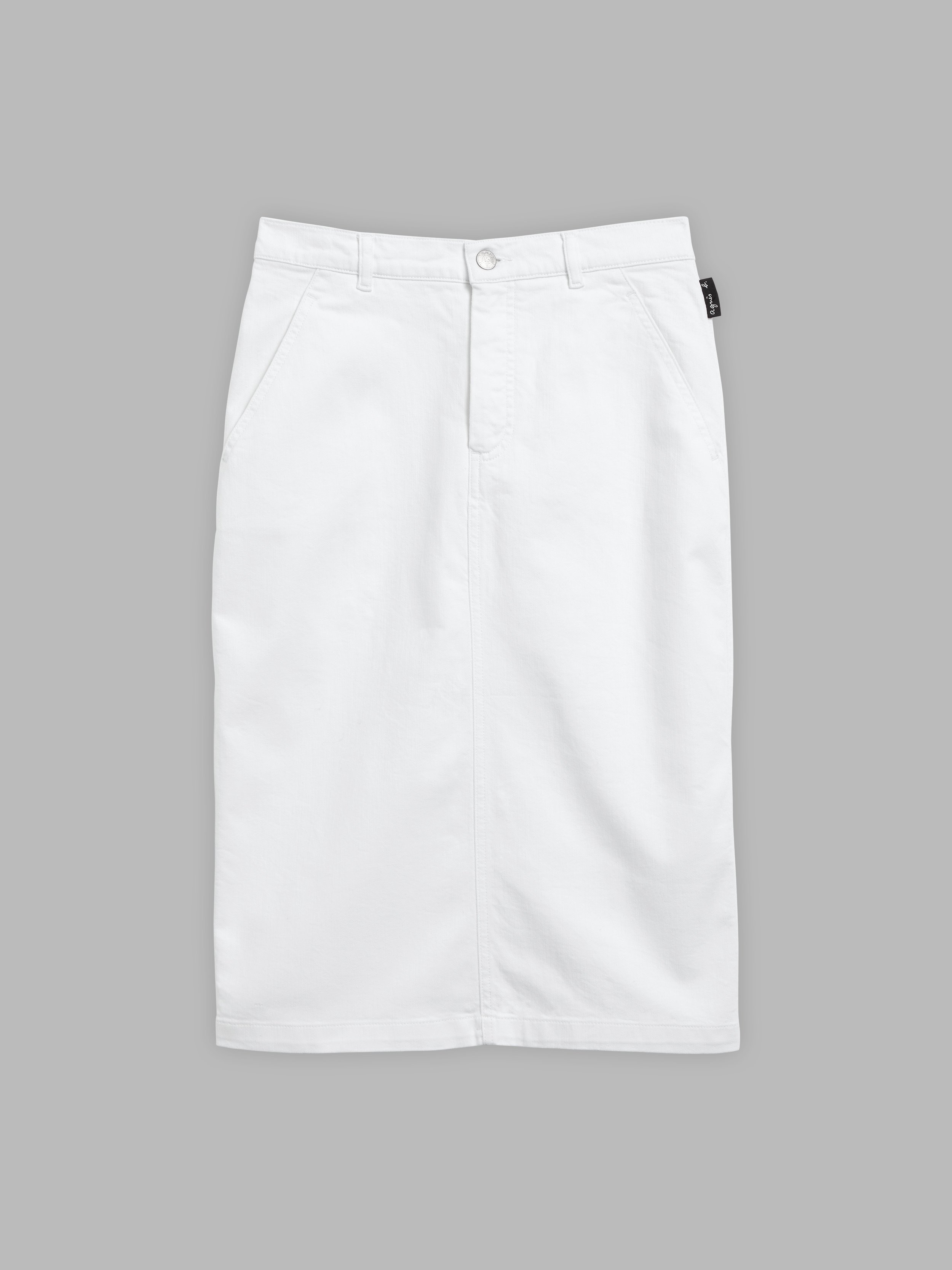 white stretch denim skirt