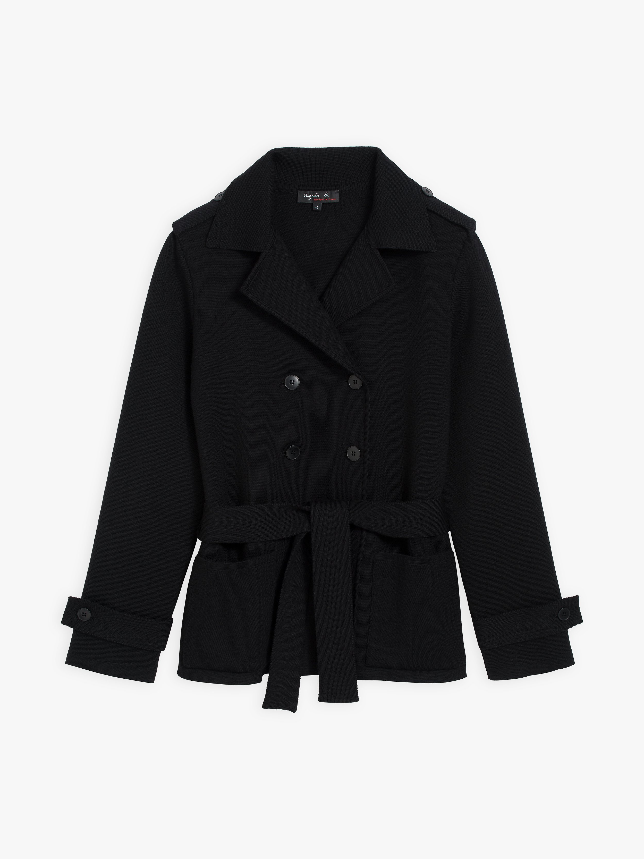 black merino wool Trench jacket | agnès b.