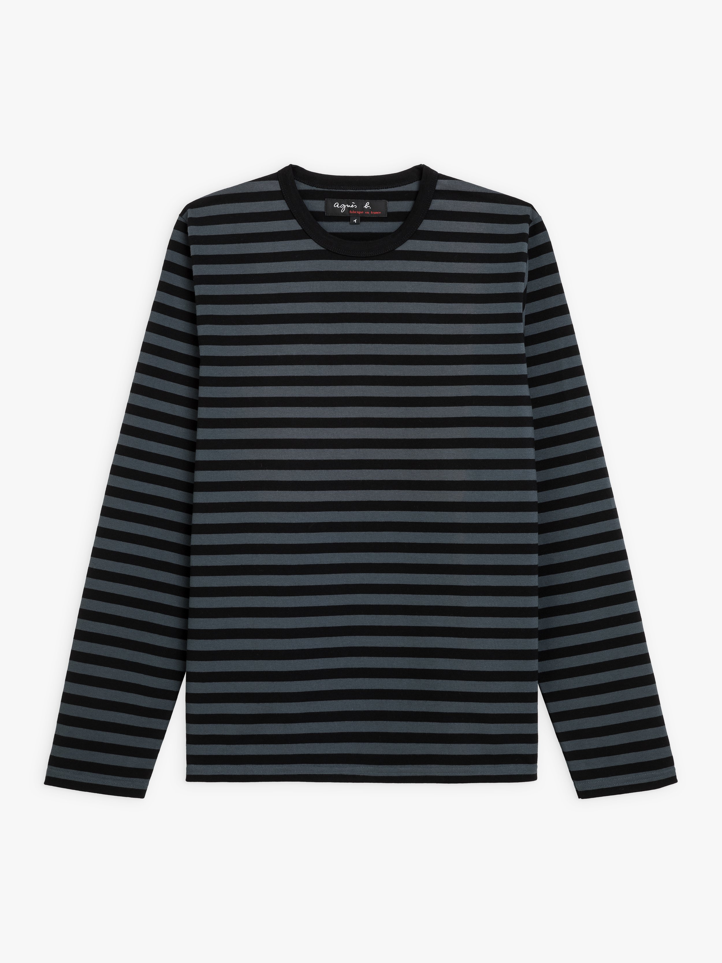 Flipper motto Lånte black and grey long sleeves striped Coulos t-shirt | agnès b.