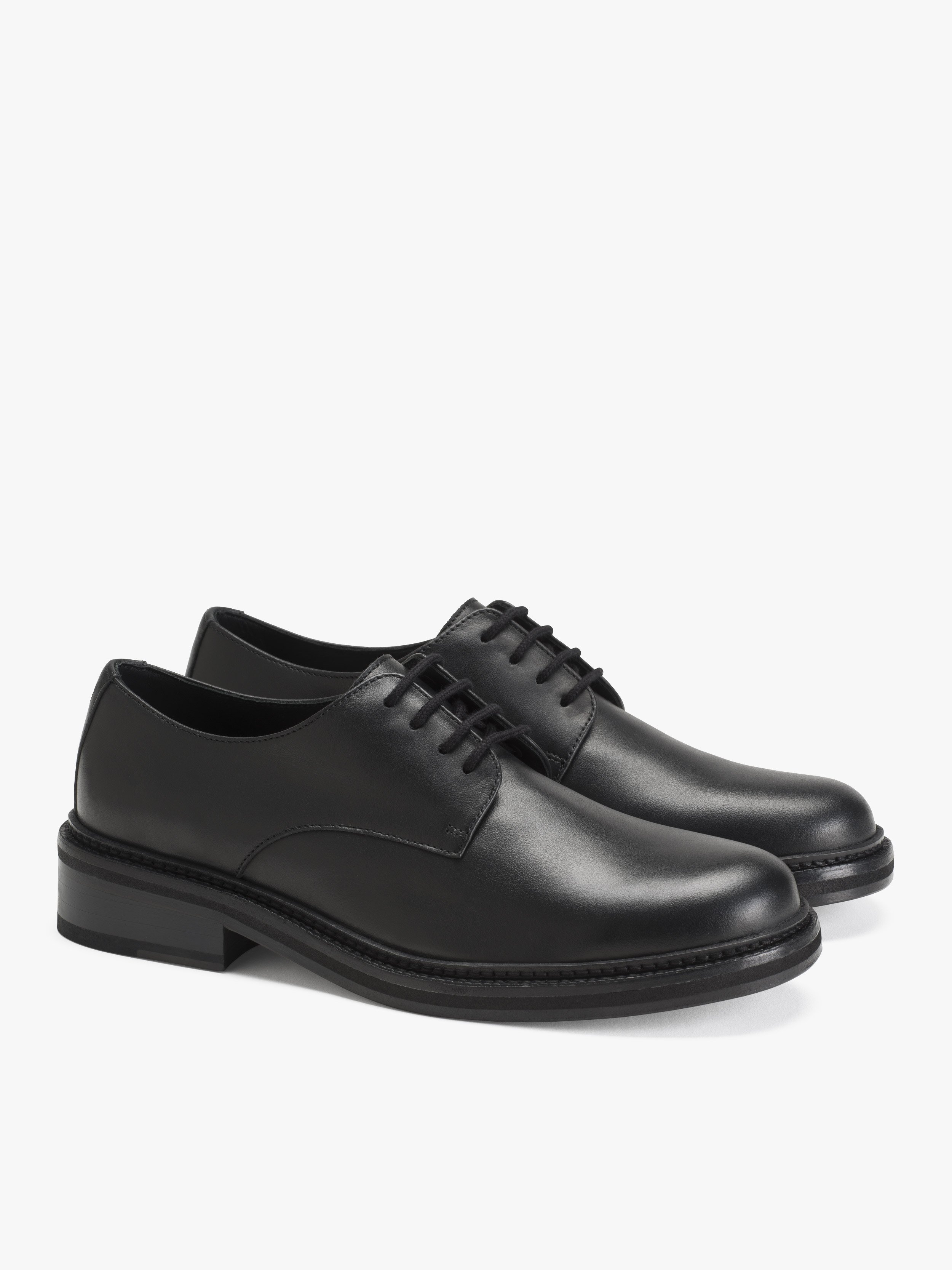 black leather derby shoes