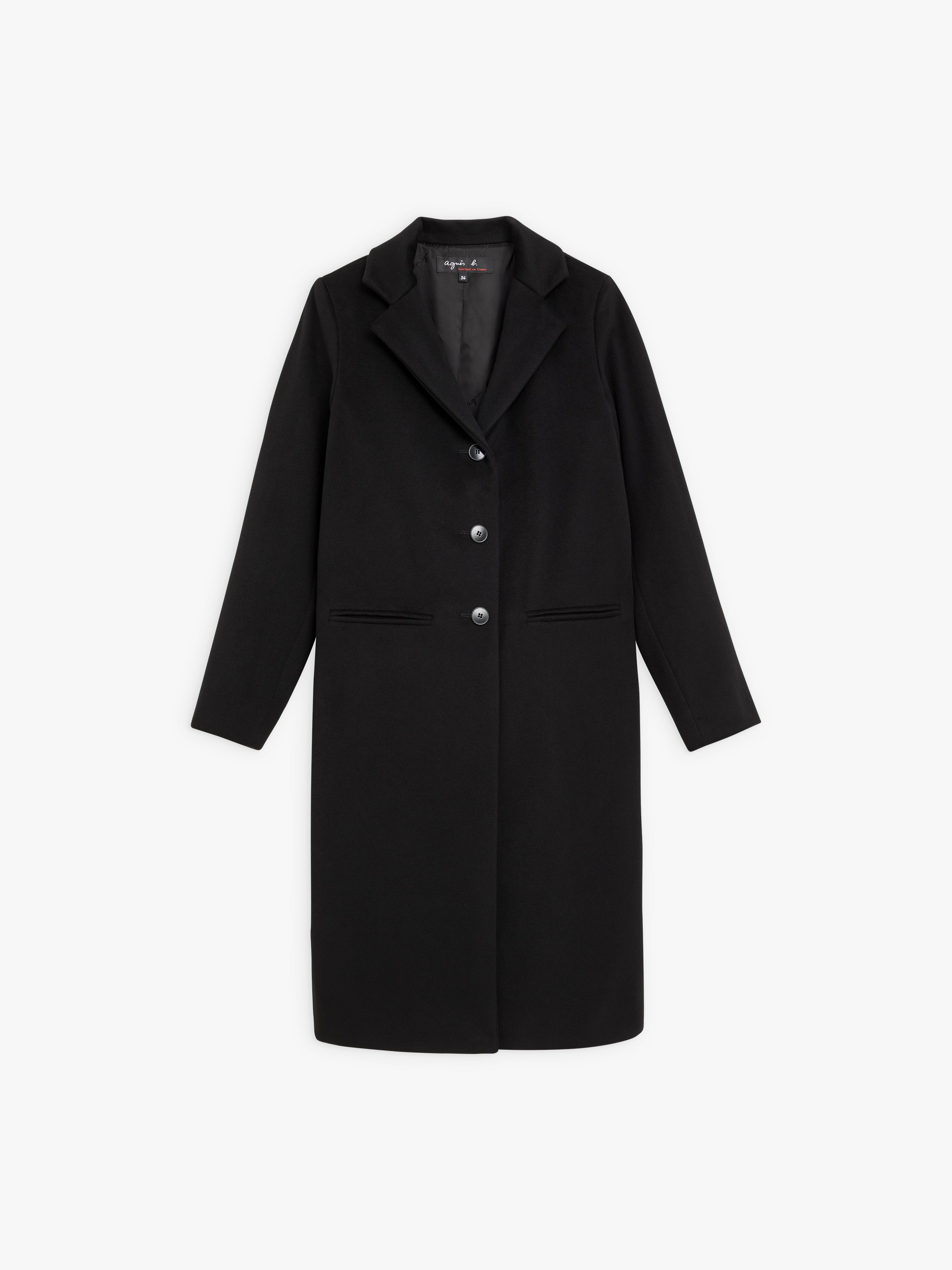 black cashmere Shadow coat | agnès b.