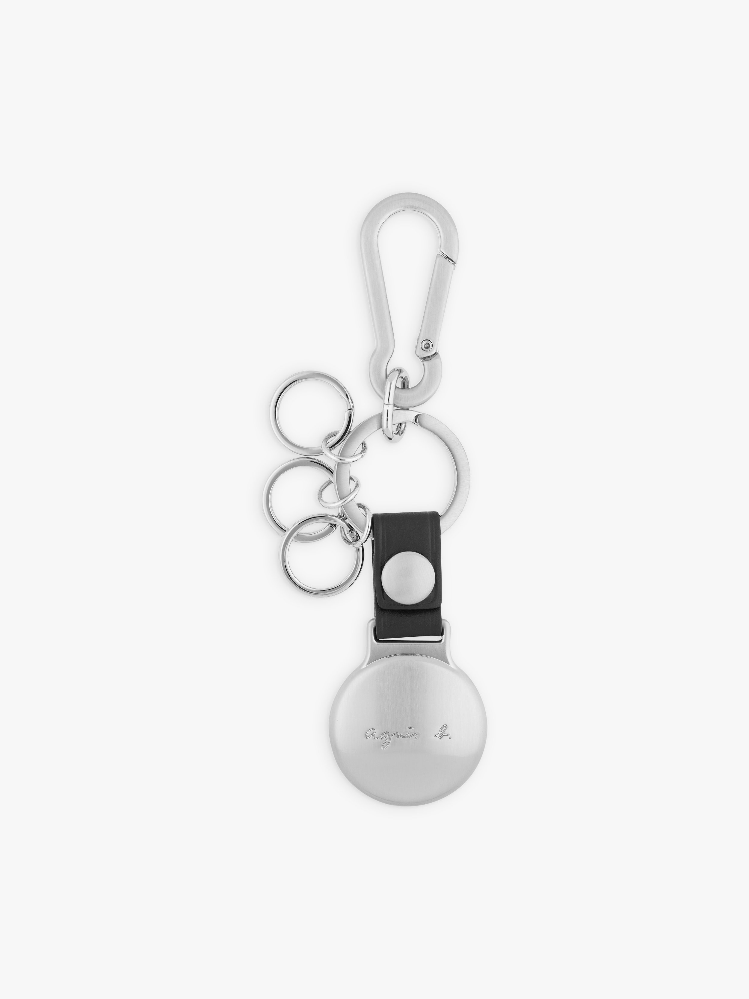 silver leather interior irony punctuation key ring