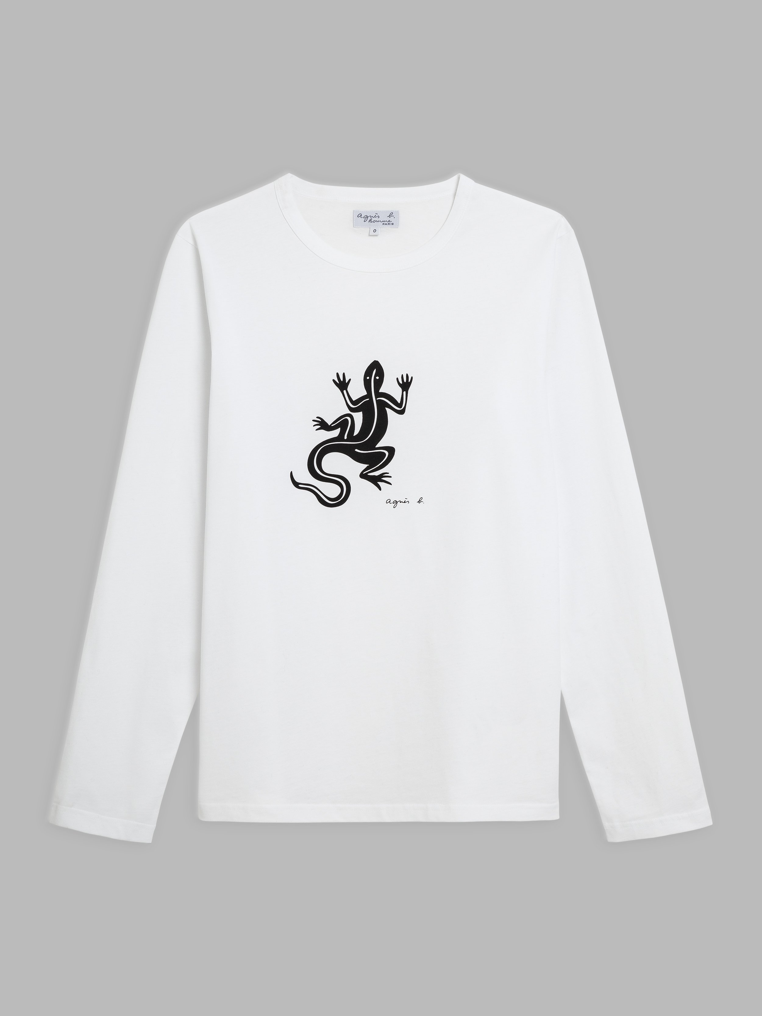 wealth receipt Hub white long sleeves Coulos lizard t-shirt | agnès b.