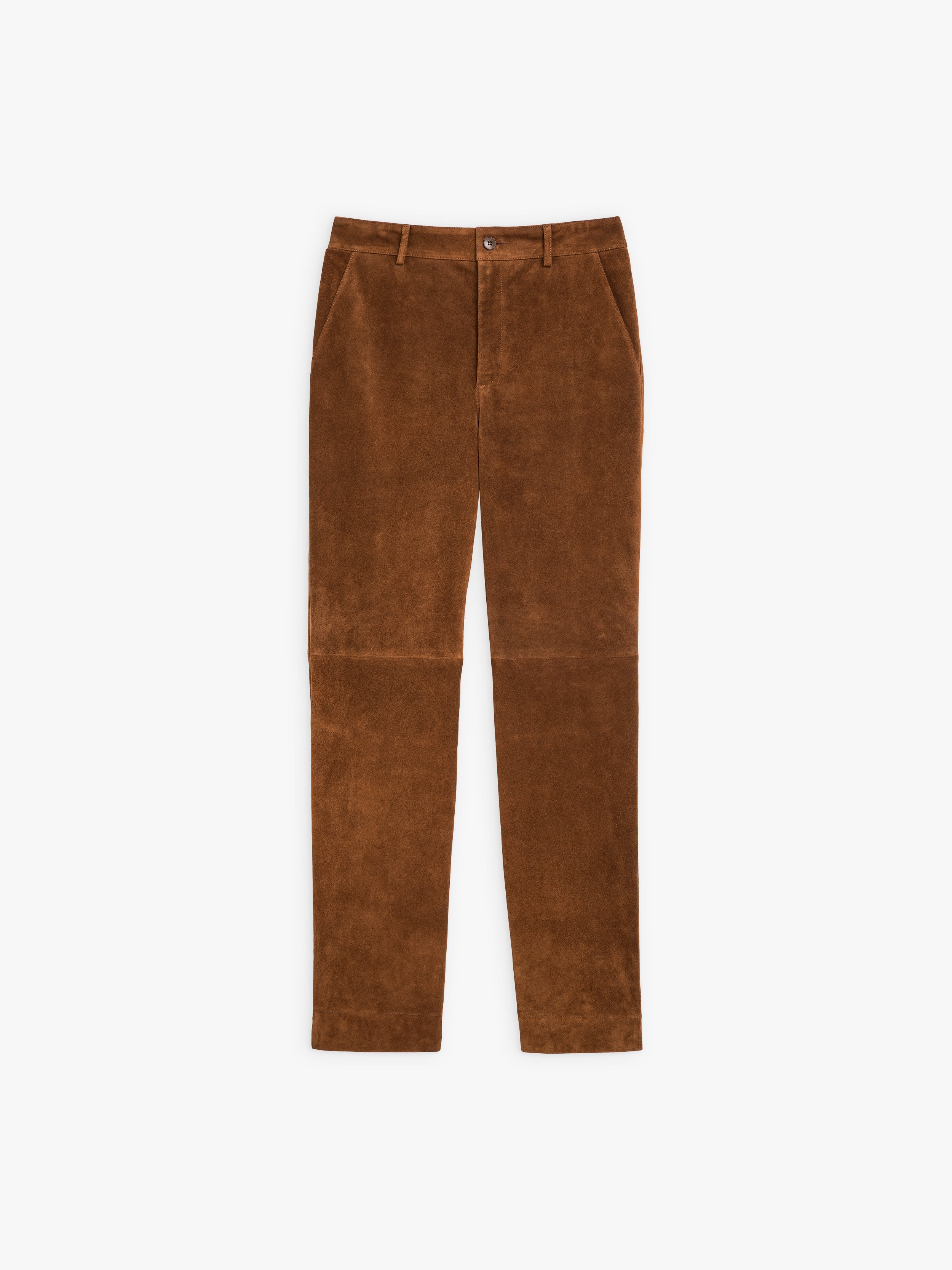 cinnamon suede leather Lou trousers