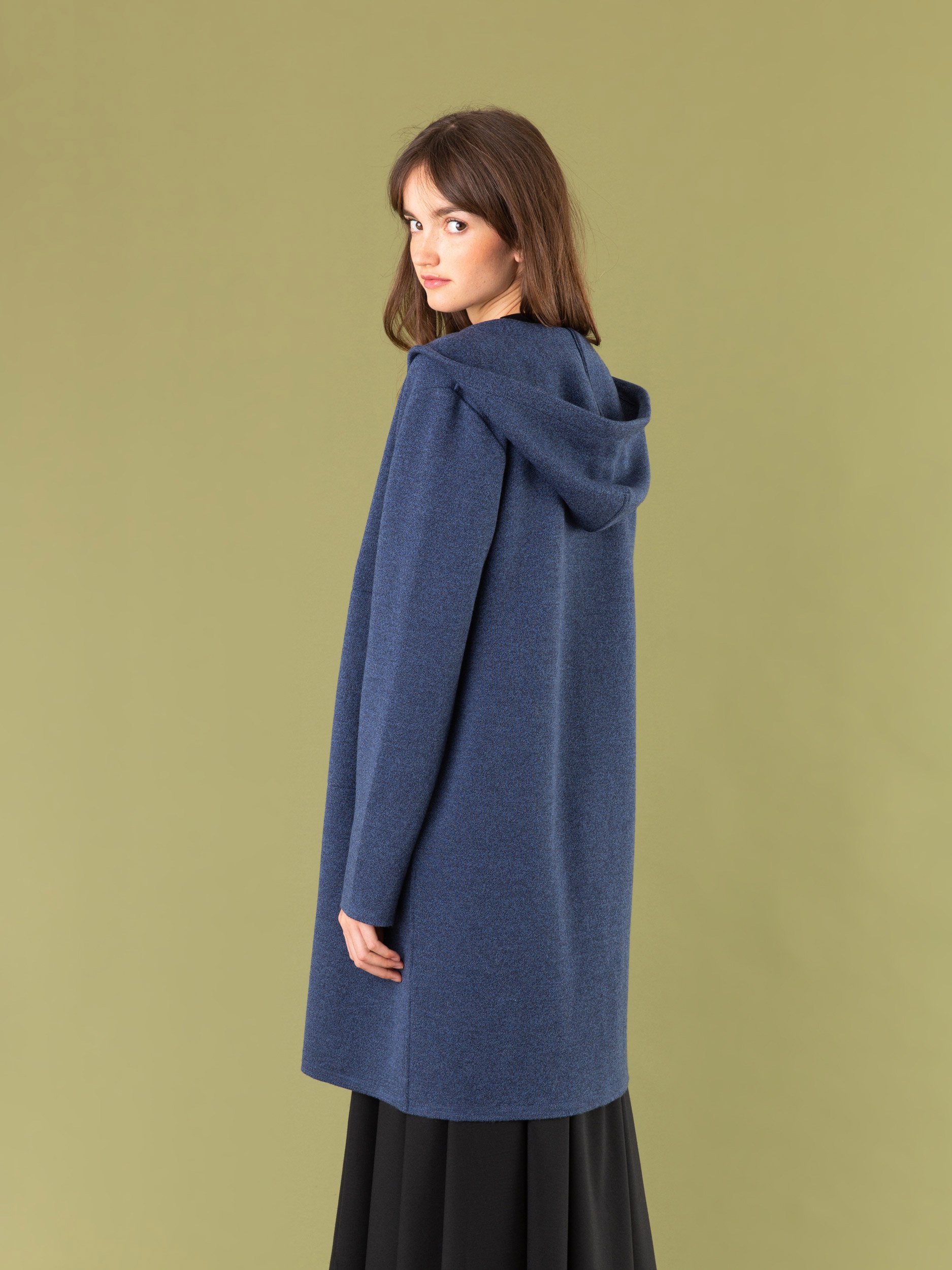 hooded overcoat with zip in merino wool | agnès b.