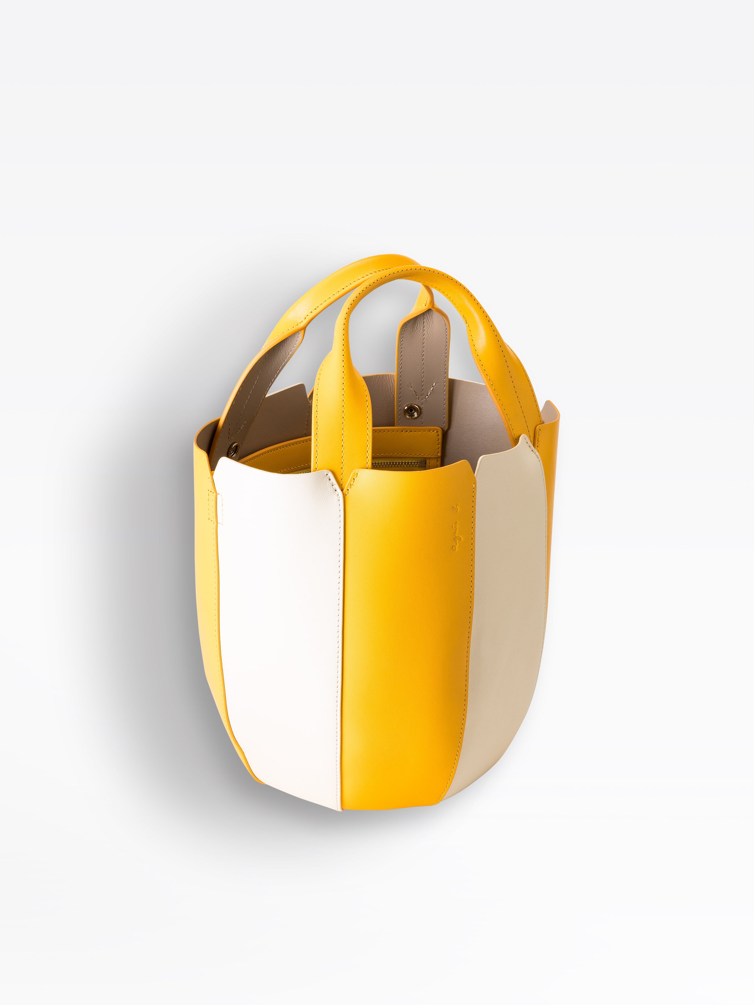 yellow leather bucket bag
