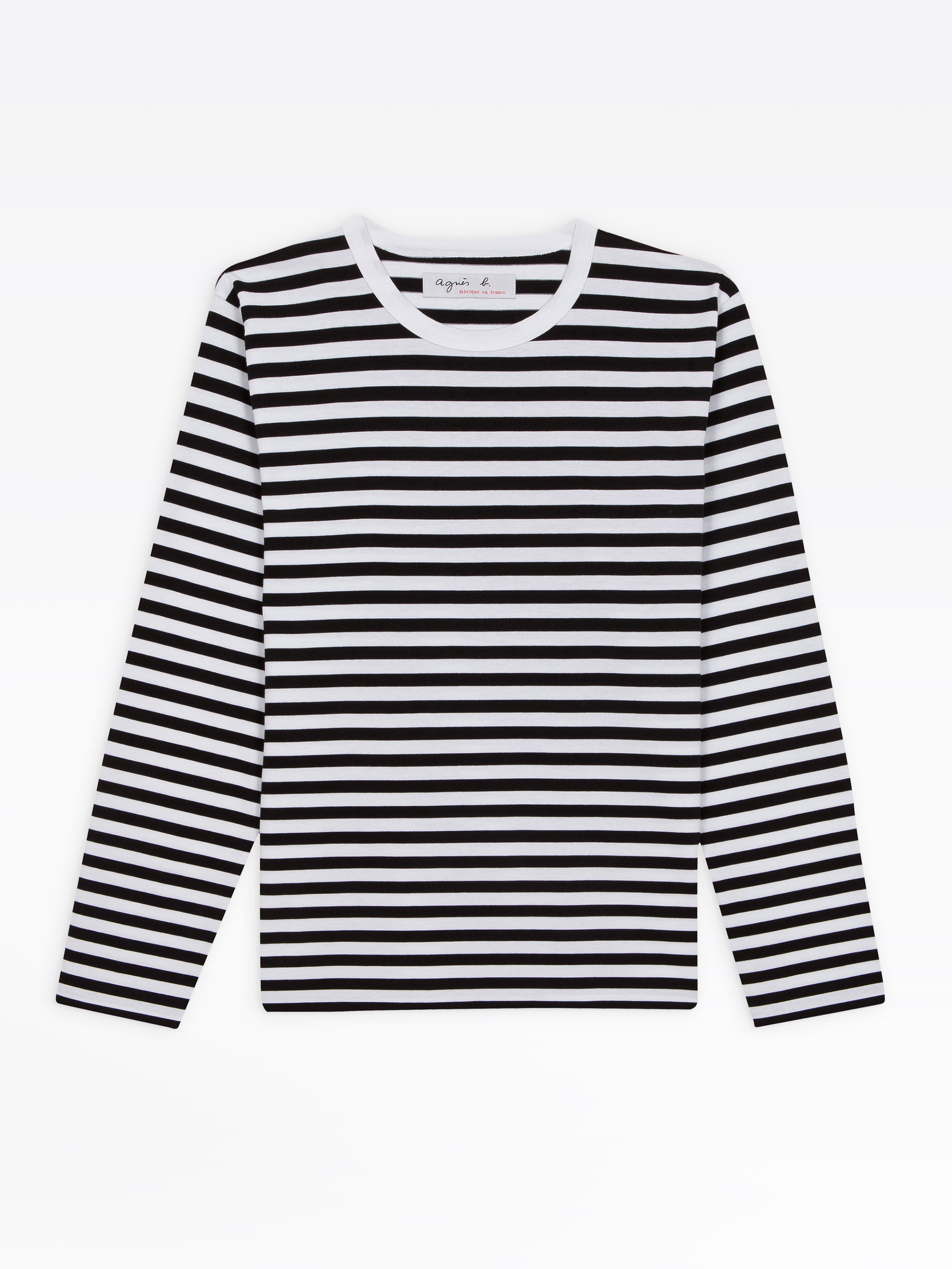 slå Barn intelligens black and white long sleeves striped Coulos t-shirt | agnès b.