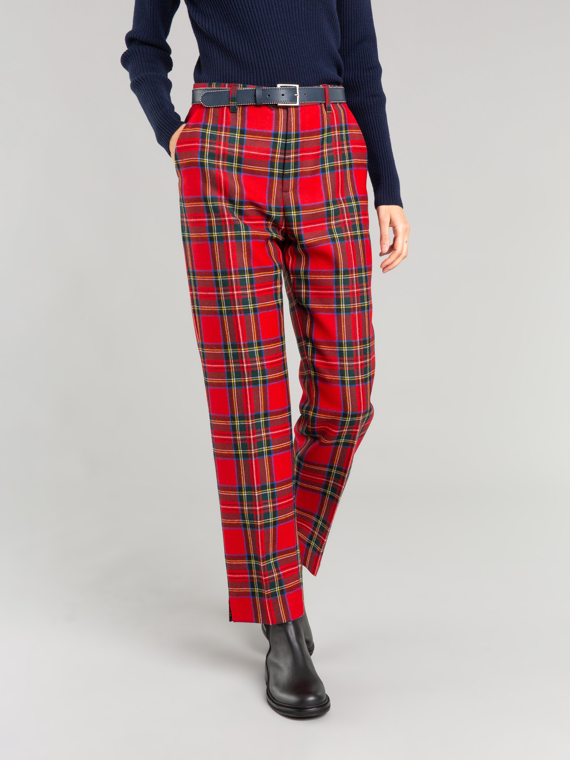 Tapered Tartan Trousers With Chain  boohooMAN UK