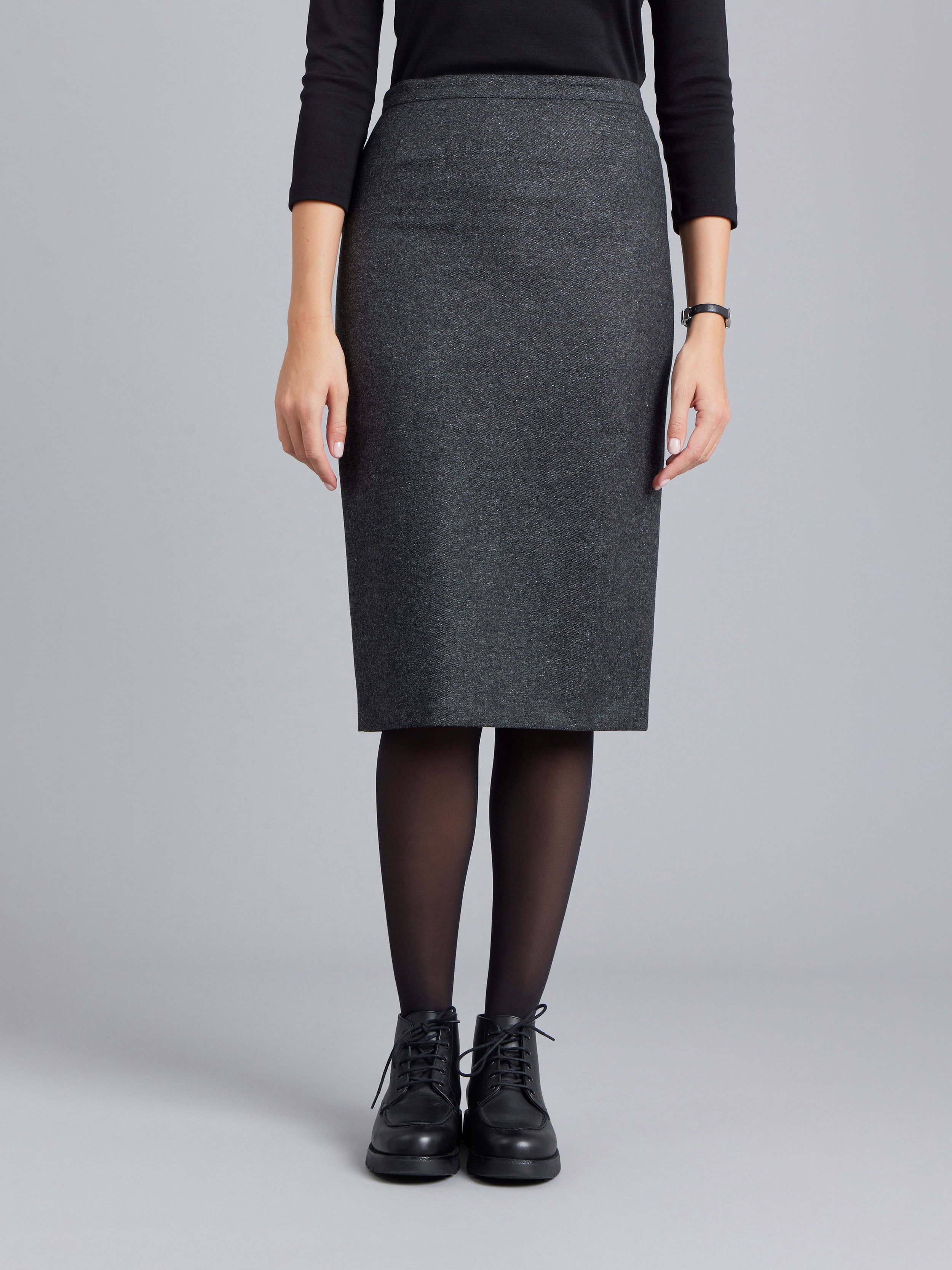 grey tweed woolen Fanny pencil skirt