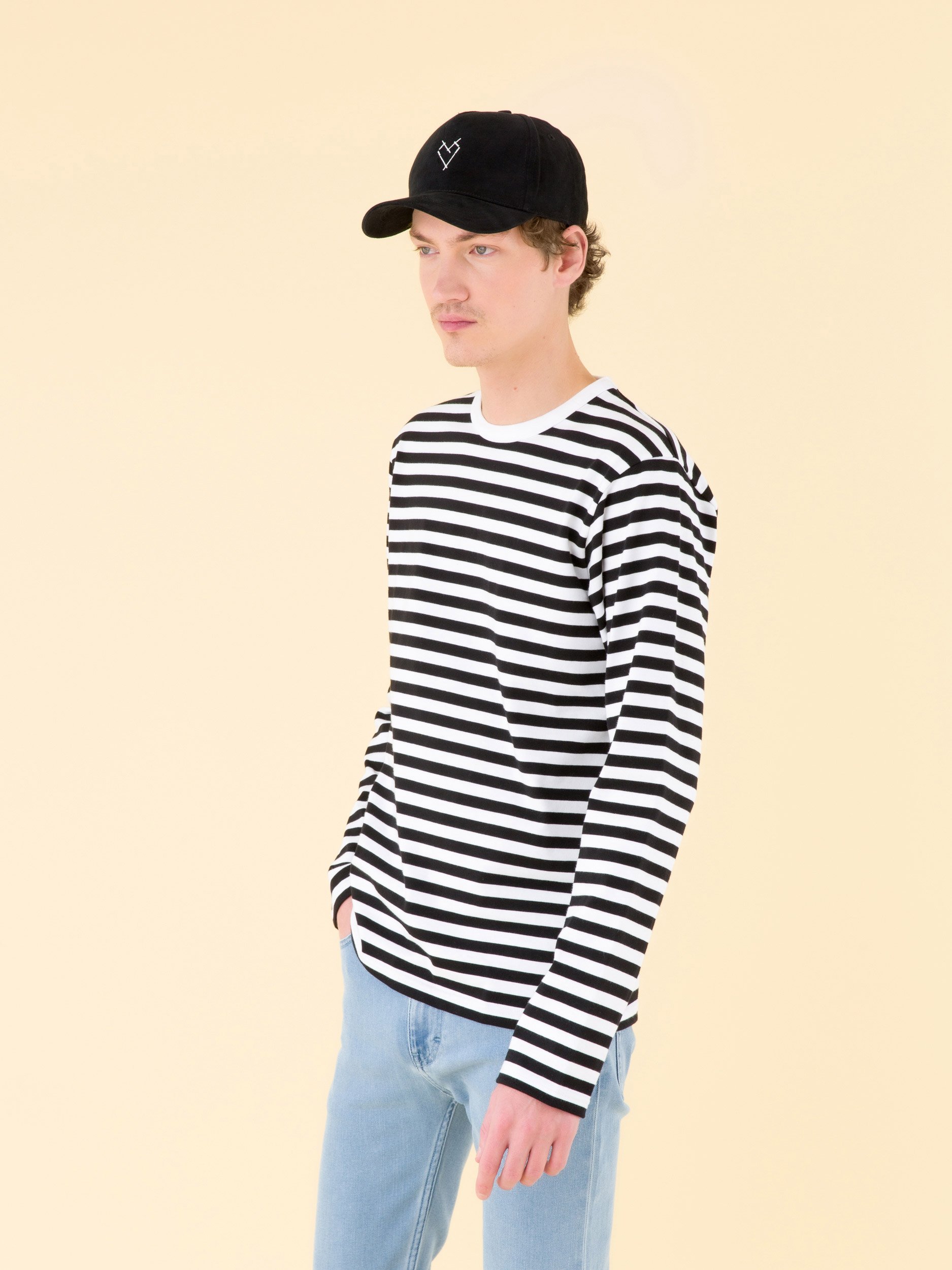 black and white long sleeves striped Coulos t-shirt | agnès