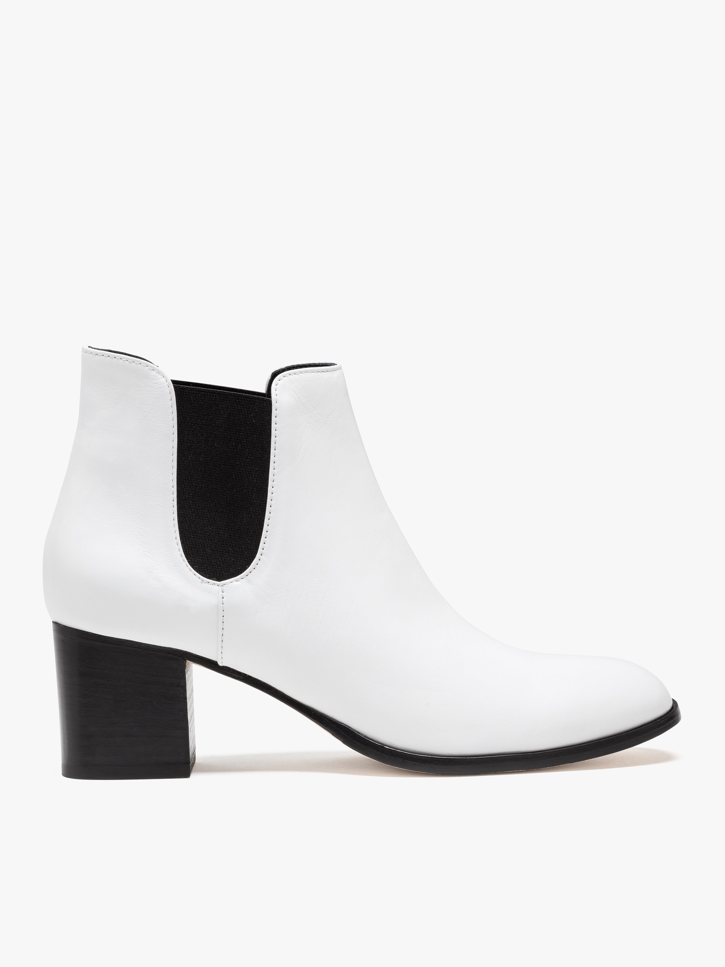 white ankle boots leather