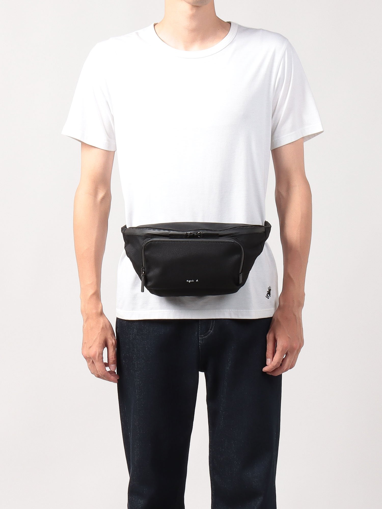 black nylon bum bag with front pocket | agnès b.