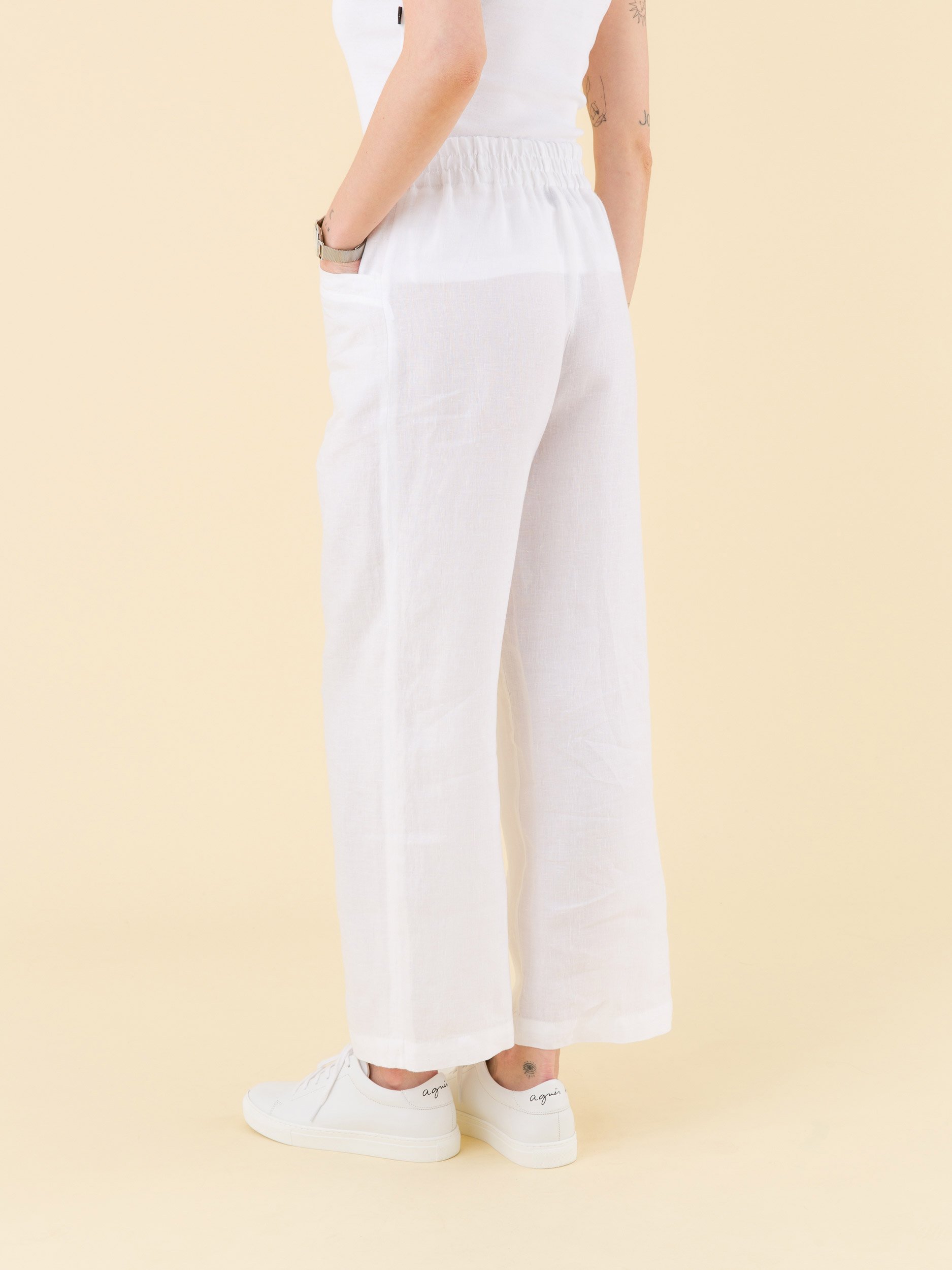 Off White Linen Look Wide Leg Trousers | New Look