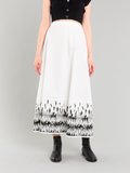 white and black long feather print skirt_12