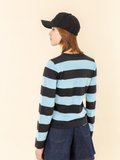 black and turquoise Brando Zip t-shirt with wide stripes_14