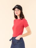 poppy red Badiane jumper with short sleeves_13