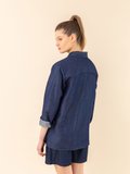 blue cotton and linen denim Western shirt_14