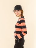 black and apricot Brando Zip t-shirt with wide stripes_13