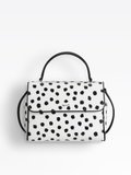 white dots print leather handbag_1