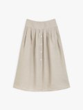 dark beige linen long skirt_1