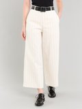 beige cotton and linen striped wide leg trousers_12