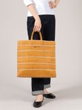 ochre striped raffia shopping bag_5