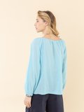 turquoise blue cheesecloth Pacha blouse_14