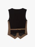 brown cotton twill sleeveless vest_2