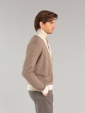 brown and off white cashmere Golfeur cardigan_13
