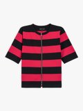 black and raspberry pink wide stripes Brando Zip t-shirt_1