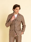 brown organic linen safari jacket_11