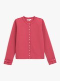 pink cotton fleece Rosana snap cardigan_1