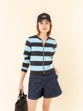 black and turquoise Brando Zip t-shirt with wide stripes_11