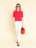 fuchsia and blood orange striped zip brando t-shirt_11