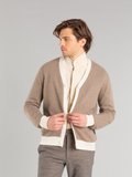 brown and off white cashmere Golfeur cardigan_11