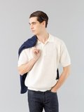 off white fishnet knit Copains polo shirt_11