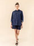 blue cotton and linen denim Western shirt_12