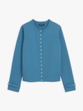 azure blue cotton fleece Rosana snap cardigan_1