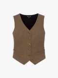 brown cotton twill sleeveless vest_1