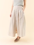 dark beige linen long skirt_12
