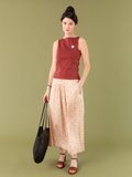 ochre long skirt with floral print_11
