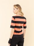 black and apricot Bow t-shirt with wide stripes_14