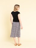 navy blue smocked skirt with floral print_12
