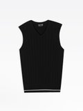 black sleeveless cable knit jumper_1