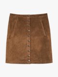 brown suede leather snap mini skirt_1