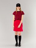 carmine red cotton fleece snap skirt_11