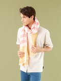 orange and red linen Timea scarf with stripes_11