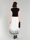 white and black long feather print skirt_13