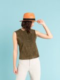 green suede leather sleeveless snap cardigan_13